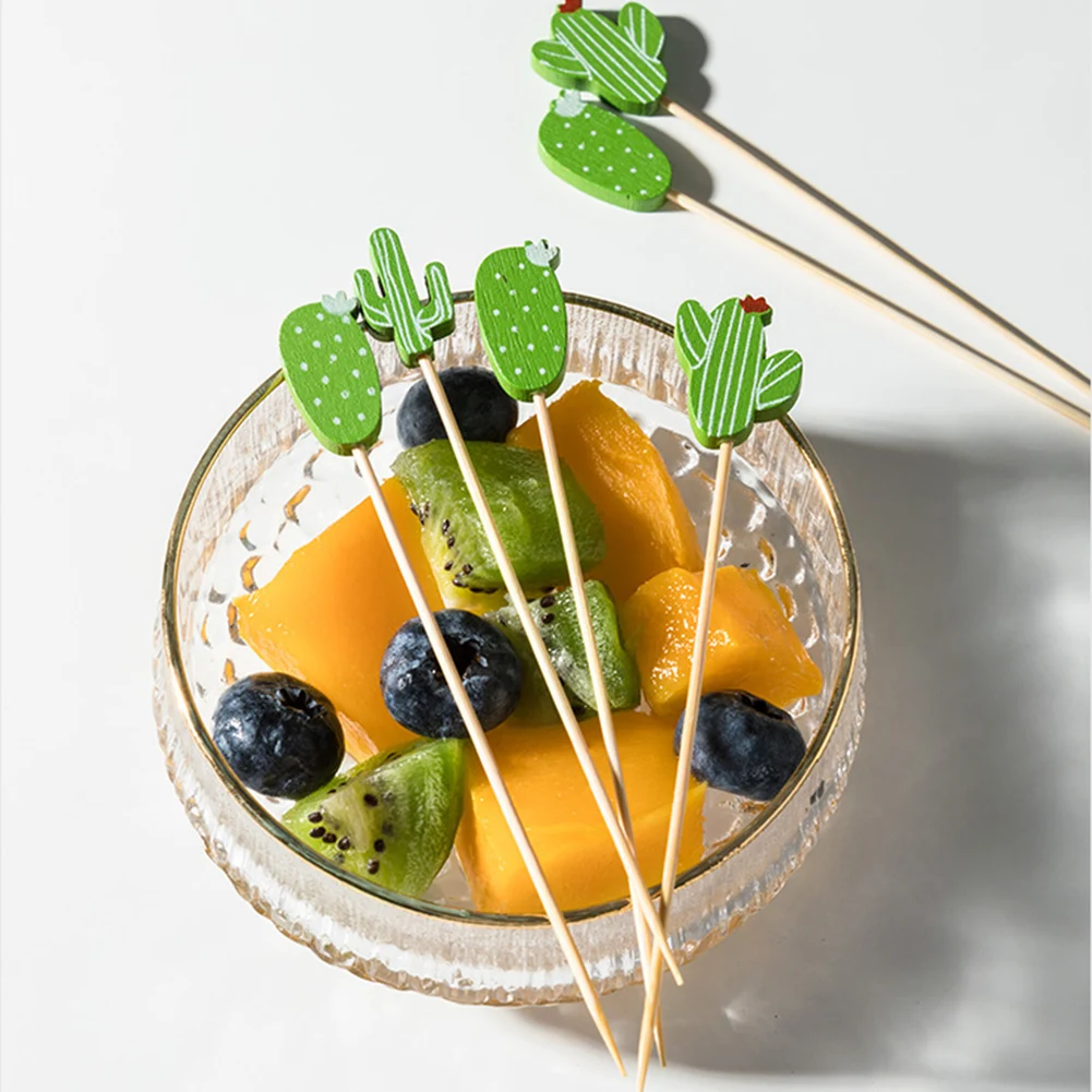 100 шт. одноразовые деревянные вилки для фруктов и кактусов | Дом сад