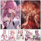 Аниме игра Genshin Impact Yae Miko, холст, живопись, искусство, скандинавские плакаты и принты, настенные картины для гостиной, Декор без рамки
