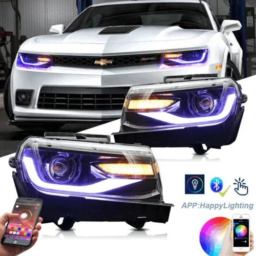 

Car Accessories LED DRL Headlights Projector RGB Front Lamp For 2014 2015 For Chevy Chevrolet Camaro DRL Signal Automotive