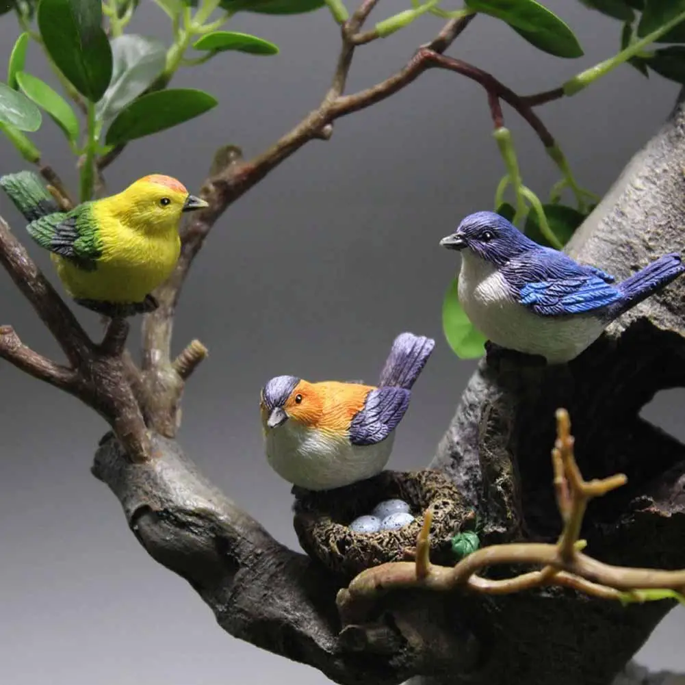 

Little Cute Parrot Bird Nest Figurine Animal Model Garden Landscape Garden Bonsai Fairy Mini Ornament Decoration Accessorie R9p3