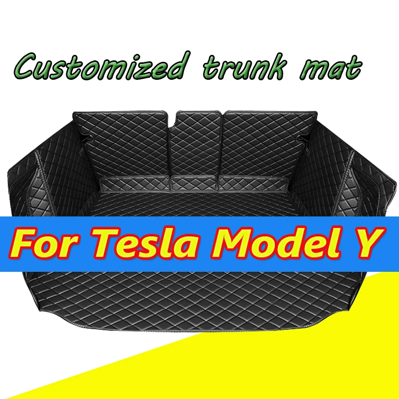 

Полный Комплект ковриков для багажника автомобиля Tesla Model Y 2021, водонепроницаемые коврики для подкладки груза, коврики для багажника модели Y 2022-2020