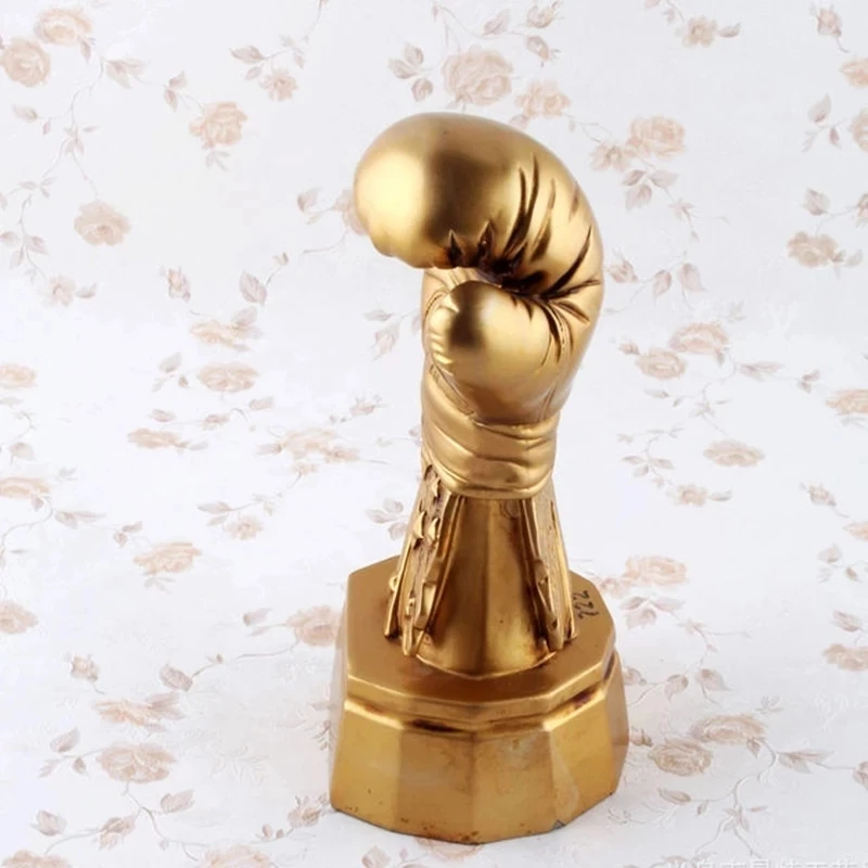 

Home Decoration Accessories Golden Boxing Gloves Ornament Model Sport Trophy Decoration Desktop Resin Craft Boxing Gloves Statue