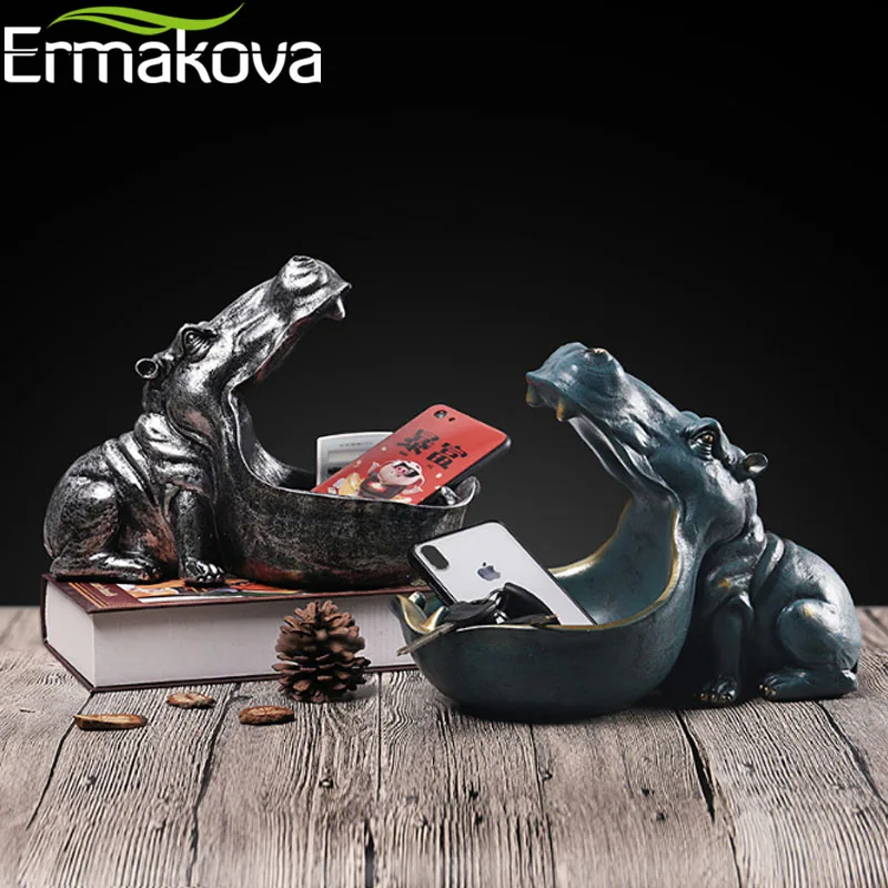 Статуя гиппопотама ERMAKOVA из смолы статуэтка контейнер для конфет украшение дома