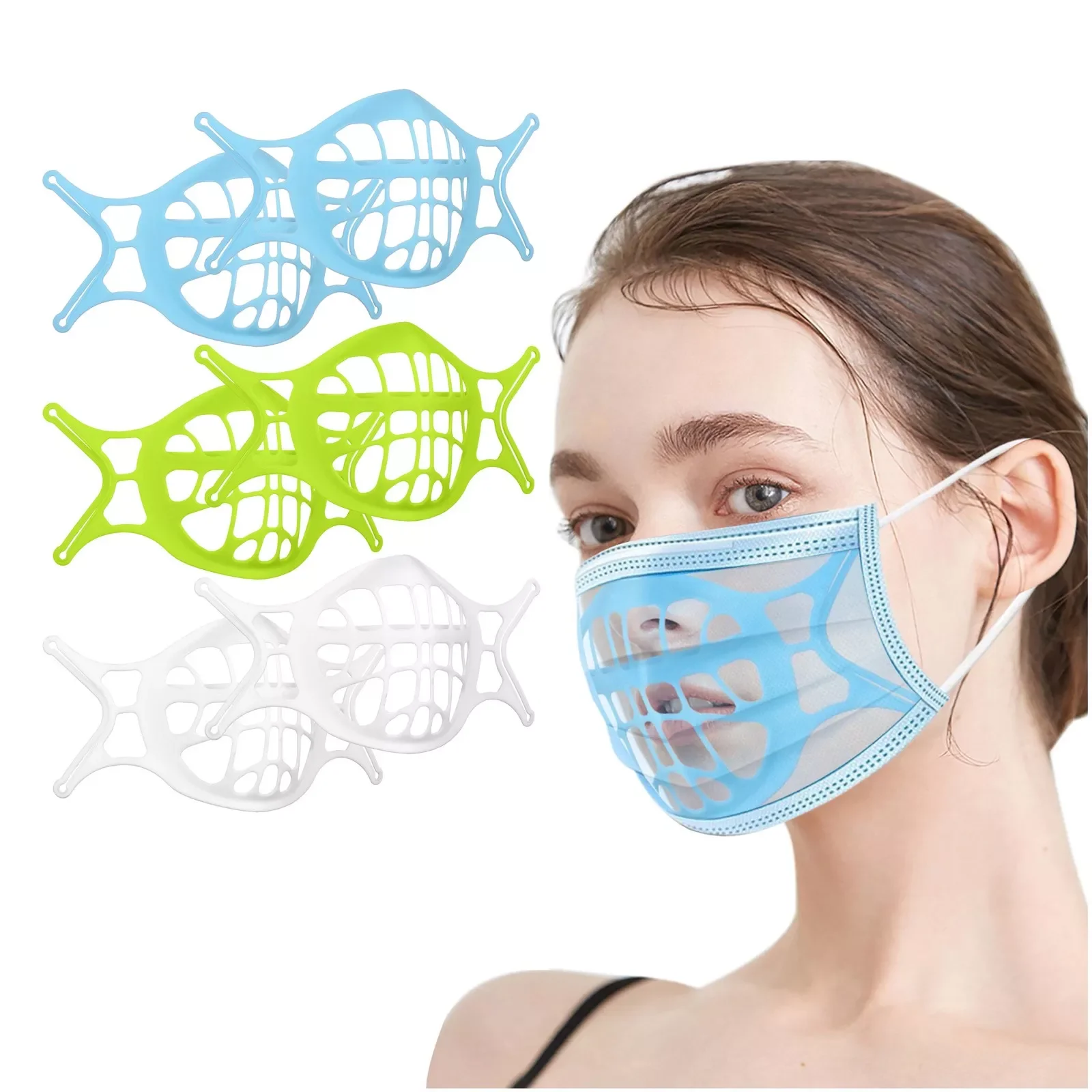 

6pc Silicone 3D Disposable Mask Bracket Holder Lipstick Protection Stand Breathable Reusable Support Holder Adult Safety Protect