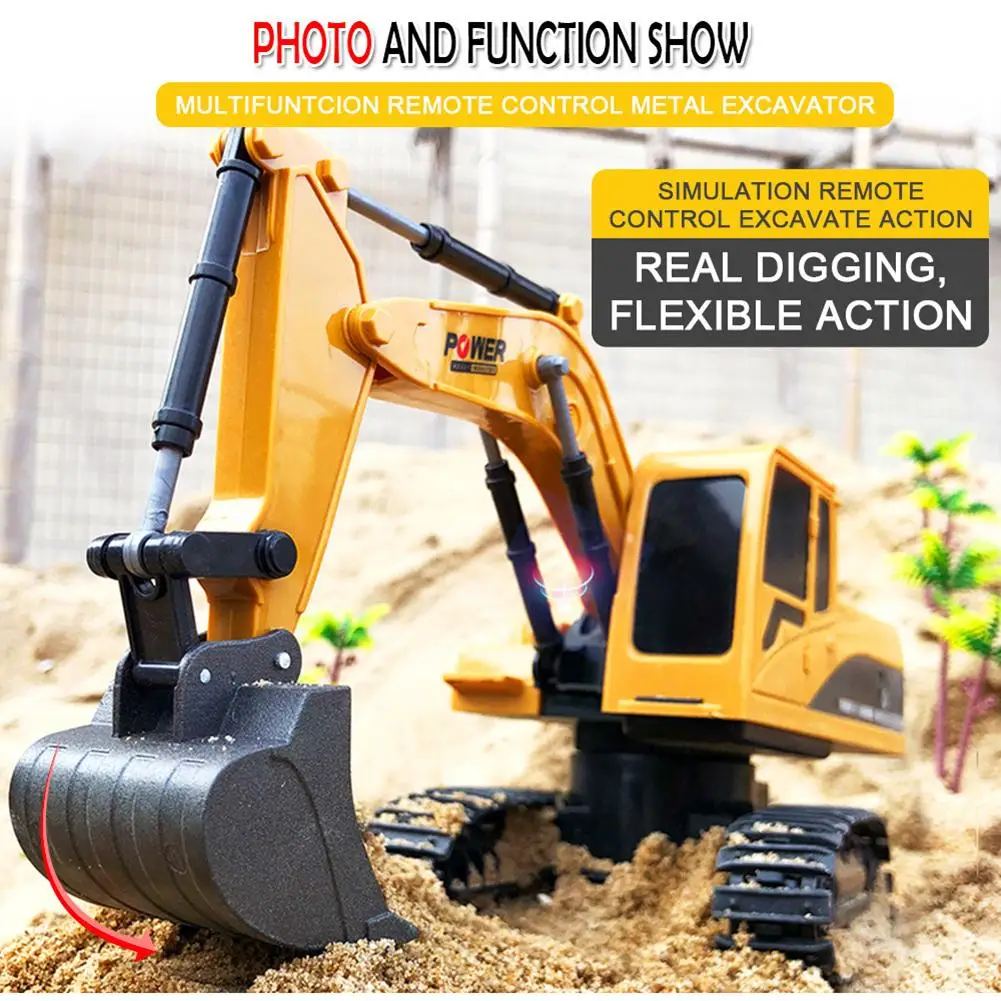 

6 Channel Remote Control Excavator Rechargeable Wireless Remote Control Engineering Vehicle Toy For Children Gifts