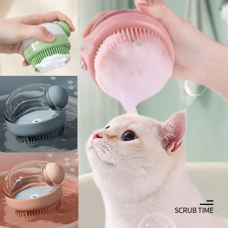 

Pet Bath Brush Soft Silicone Massage Comb With Shampoo Box For Dog Shower Grooming Cleaning Accessories Cat Scrubber Supplies