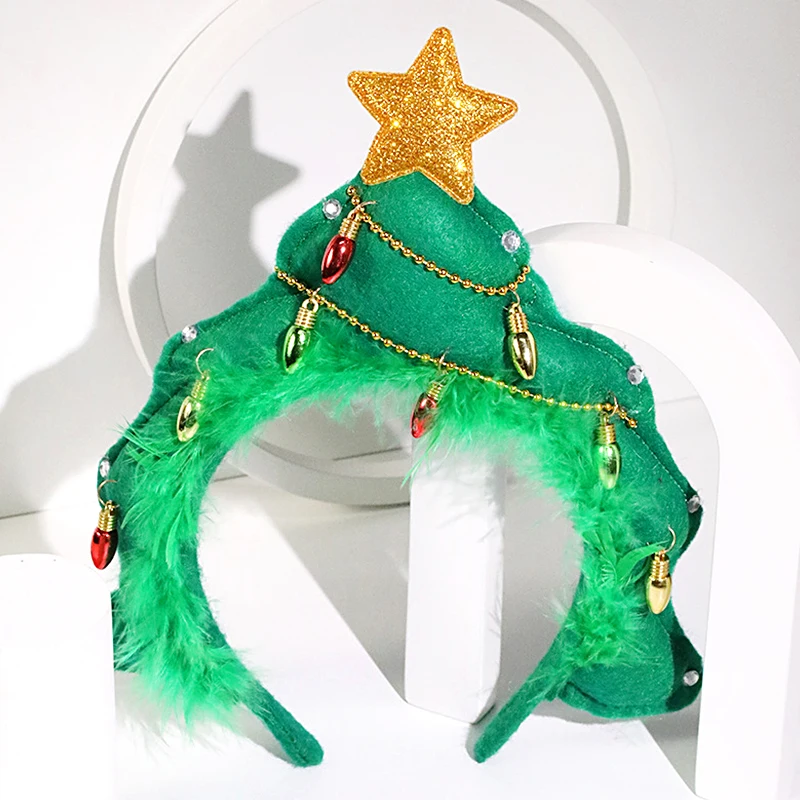 

Cute Green Christmas Tree Headband Headwear Christmas Gifts For Children Merry Christmas Decor Home Party Ornaments Accessories