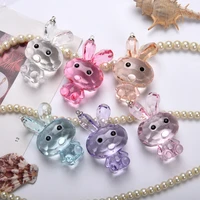 cute cartoon pink rabbit car decoration crystal bunny doll pendant key ring car ornaments accessories