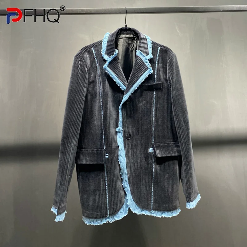 

PFHQ вельветовые мужские костюмные куртки, высокое качество, оригинальный дизайн, модные, свободные, для улицы, тяжелой промышленности, Осенние блейзеры 21F1494