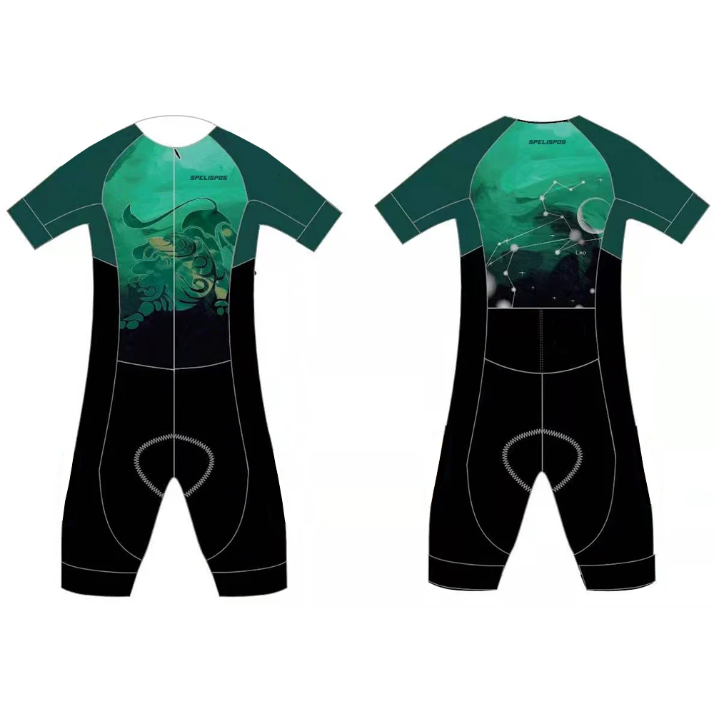

Lion Triathlon BodySuit Aero Power Band One Piece Trisuit Lightweight Green Black Cycling Skinsuit Ciclismo Set Bike Speedsuit