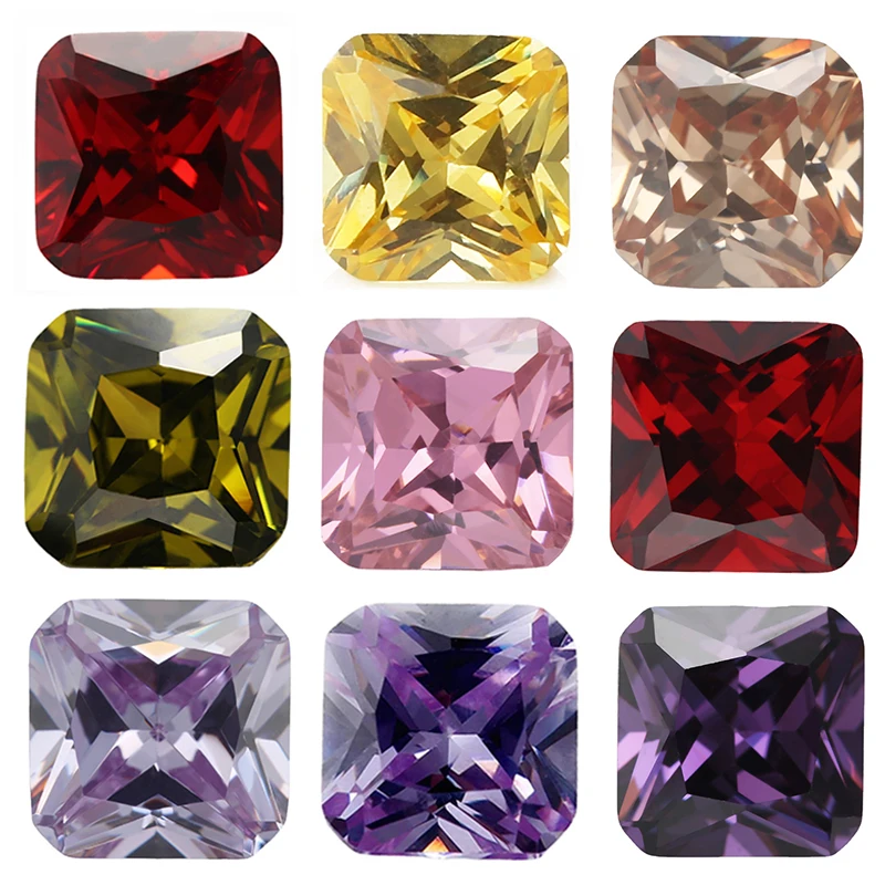 

Size 3x3mm~10x10mm 5A Square Octangle Shape Multi Various Color Cubic Zirconia Stone Loose CZ Synthetic Gems Beads For Jewelry