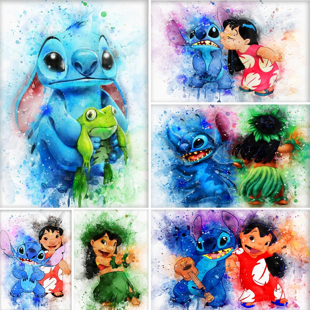 

Алмазная вышивка Лило и Ститч, алмазная живопись 5D, диснеевские алмазные картины из мультфильмов, аниме, полная круглая картина, украшение для дома «сделай сам»