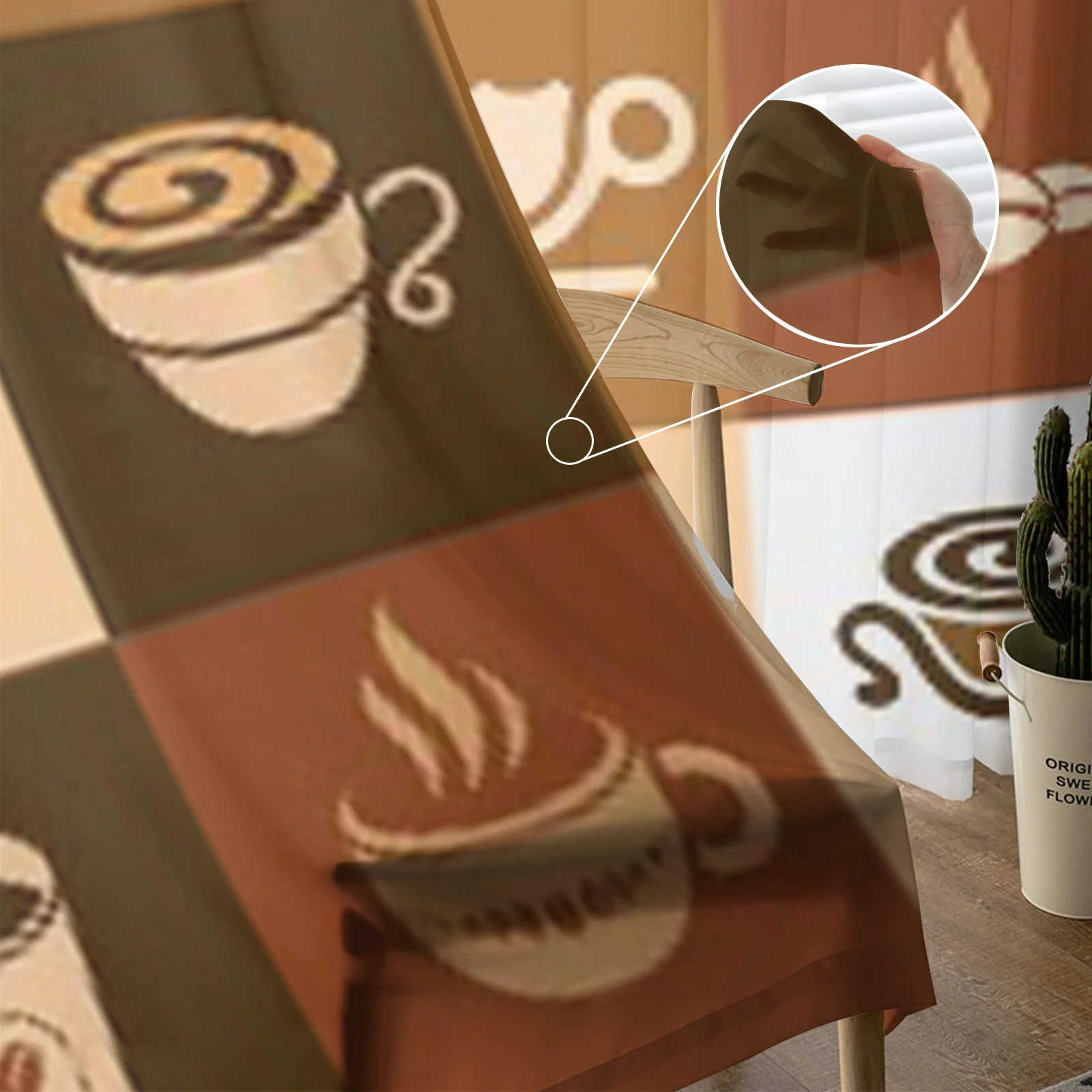 Оконная занавеска с кофейной и чайной чашкой s прозрачная шифоновая Тюлевая для