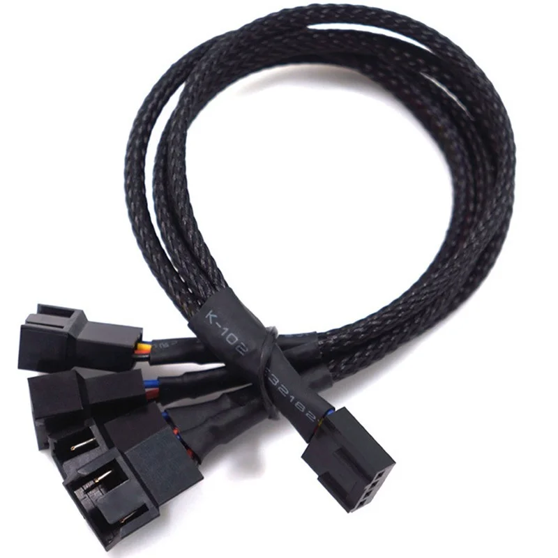 4 Pin Pwm Fan Cable 1 To 2/3/4 Ways Splitter Black Sleeved 27cm Extension Cable Connector  PWM Extension Cables images - 6