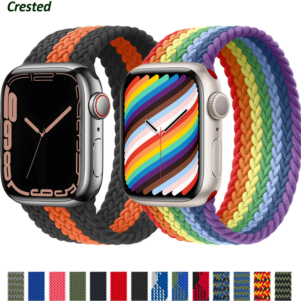 

Nylon Strap For Apple Watch Band 44mm 40mm 45mm 41mm 42mm 38mm Braided Solo Loop Elastic belt Bracelet iWatch Serie 3 4 5 SE 6 7