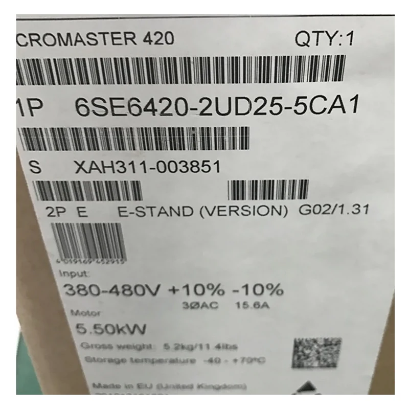 

Новая оригинальная упаковка, гарантия 1 год, 6SE6420-2UD25-5CA1 6SE64202UD255CA1 {No.24arehouse spot} немедленно отправлено