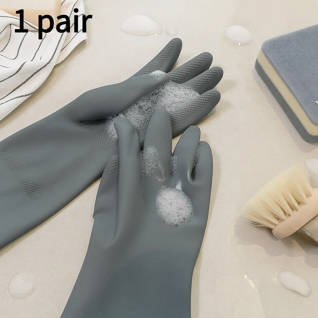 

1 Пара Толстых Латексных Кухонных Перчаток Для Мытья Посуды, Уборки И Ухода За Животными, Водонепроницаемые
