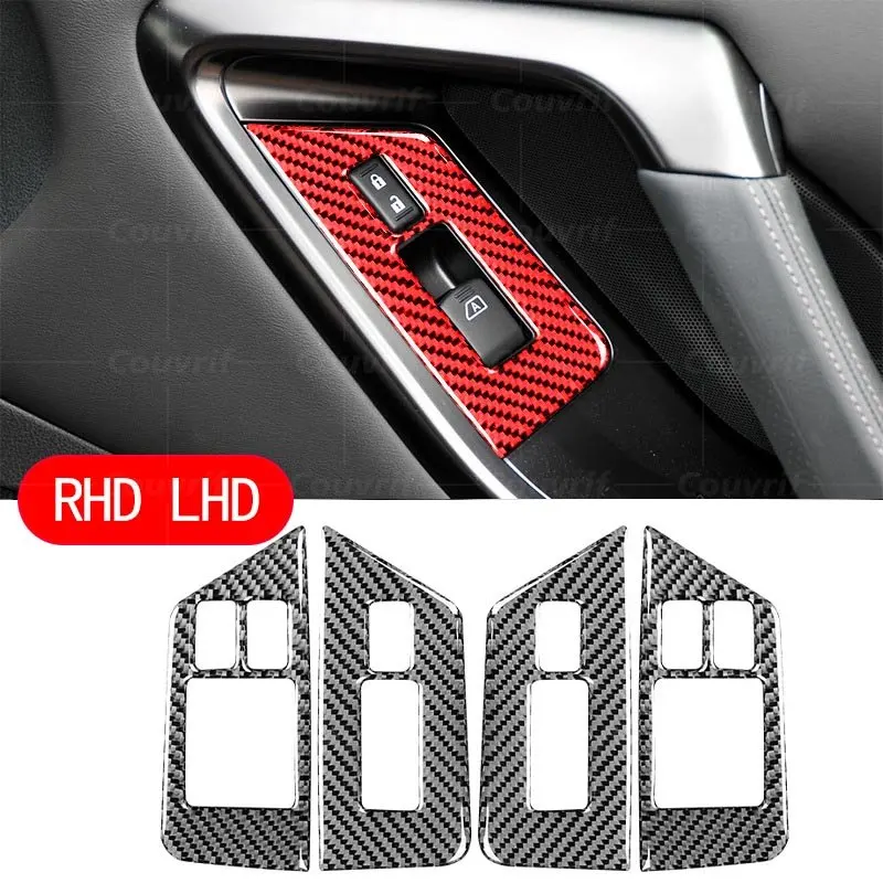 

LHD RHD Carbon Fiber Cover Window Lift Switch Button Panel Decoration Carbon Stickers For Nissan GT-R R35 GTR Nismo Accessories