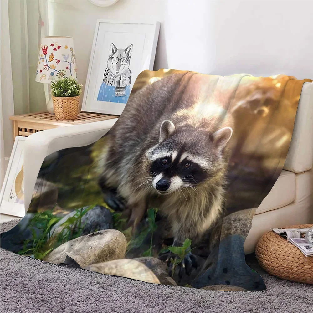 

CLOOCL Fashion Animals Blanket Cute Raccoon 3D Printed Flannel Blankets Keep Warm Office Nap Air Conditioner Quilt Throw Quilts