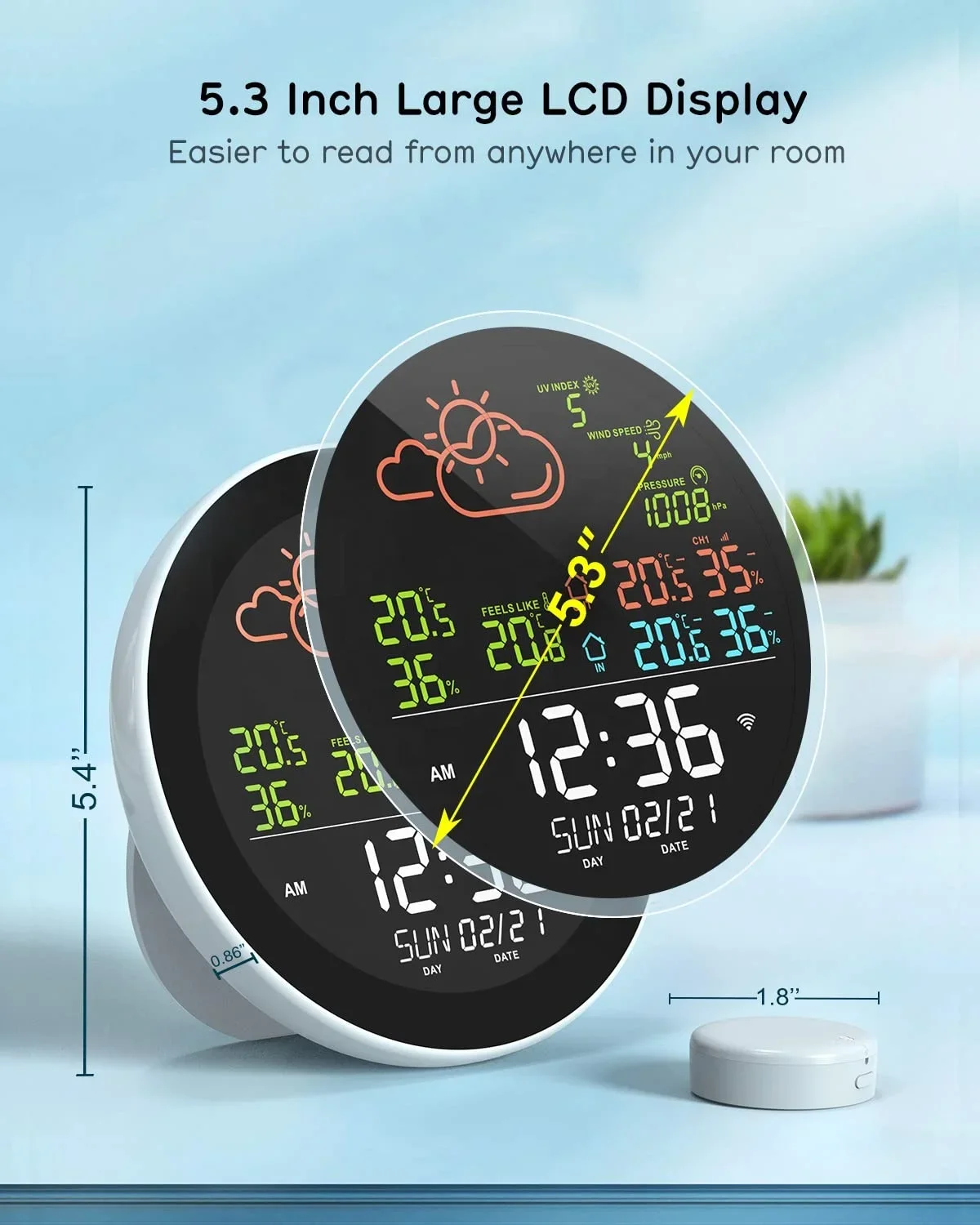 RSH Tuya Smart WiFi Цифровая беспроводная метеостанция с часами Давление воздуха