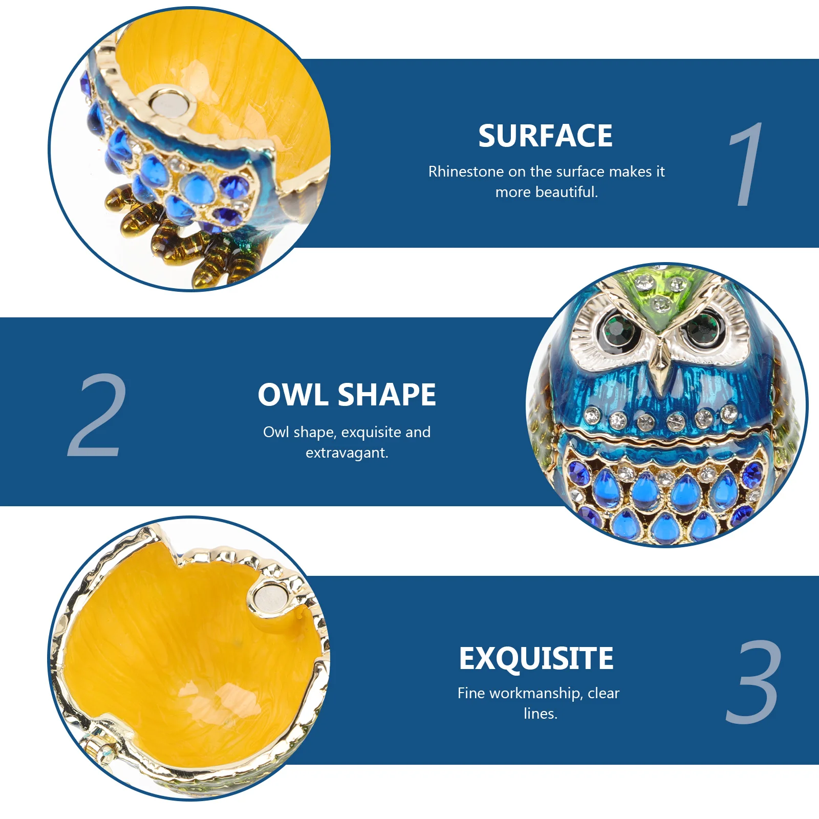 Box Trinket Owl Jewelry Jar Figurine Animal Holder Candy Aromatherapy Ring Hinged Organizer Boxes Storage Metal Containerslids