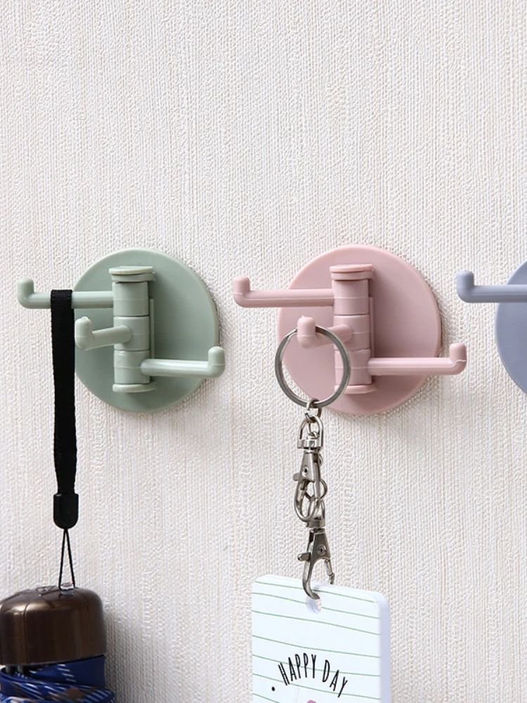 

3PCs Kitchen Bathroom Glue Hook Punch-Free Load-Bearing 3-Piece Rotating Hook