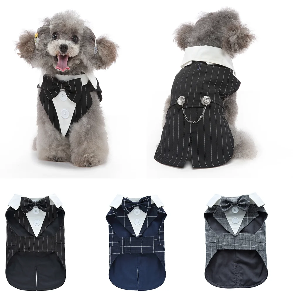 Christmas Dog Costume Pet Halloween Dog Suit Bow Tie Clothes Stylish Wedding Shirt Clothes Formal Tuxedo for Teddy Bulldog