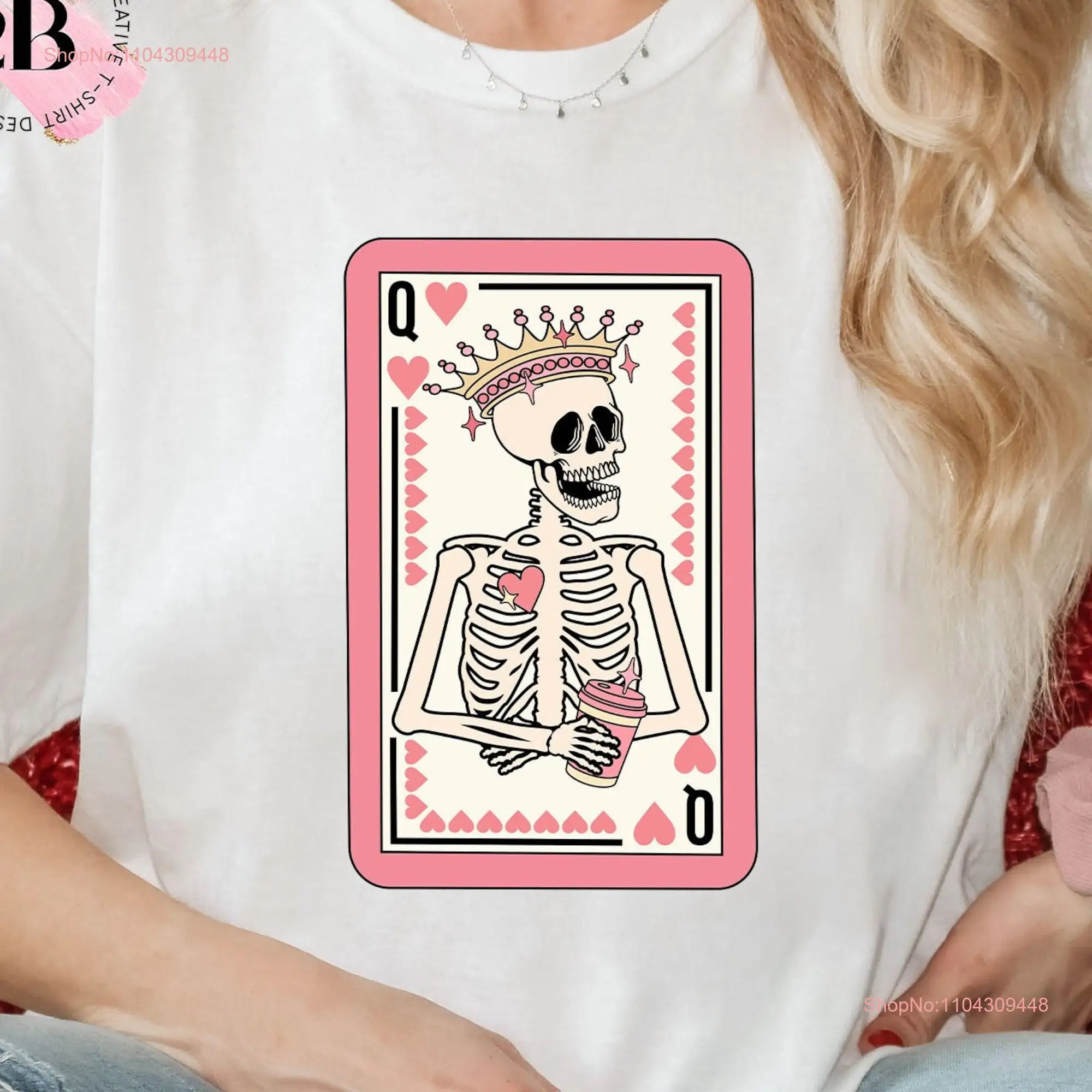 Футболка Queen Of Hearts на День святого Валентина пара помолвка любовь с длинными или