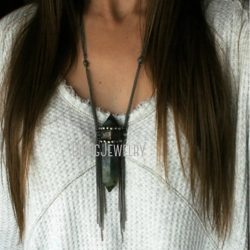 Ювелирные изделия из драгоценных камней NM43144 двухконечный Радужный лабрадорит -