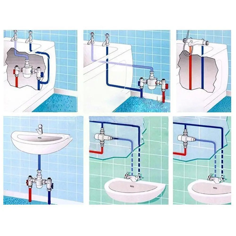

1PCS Brass G1/2 Male 3 Way Thermostatic Mixing Valve Water Control Shower Temperature K5H3