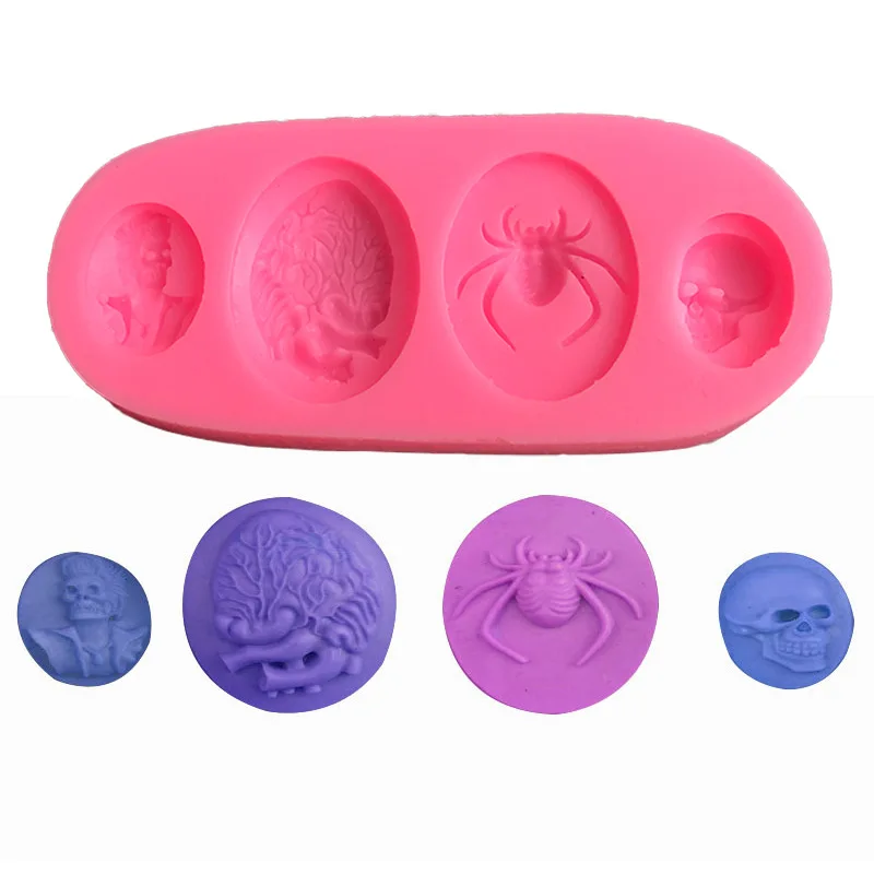 Spider Silicone Mold For DIY Halloween Party Cake Decorating Tools Cupcake Fondant Chocolate Cany Mould Jewelry Resin Clay Molds