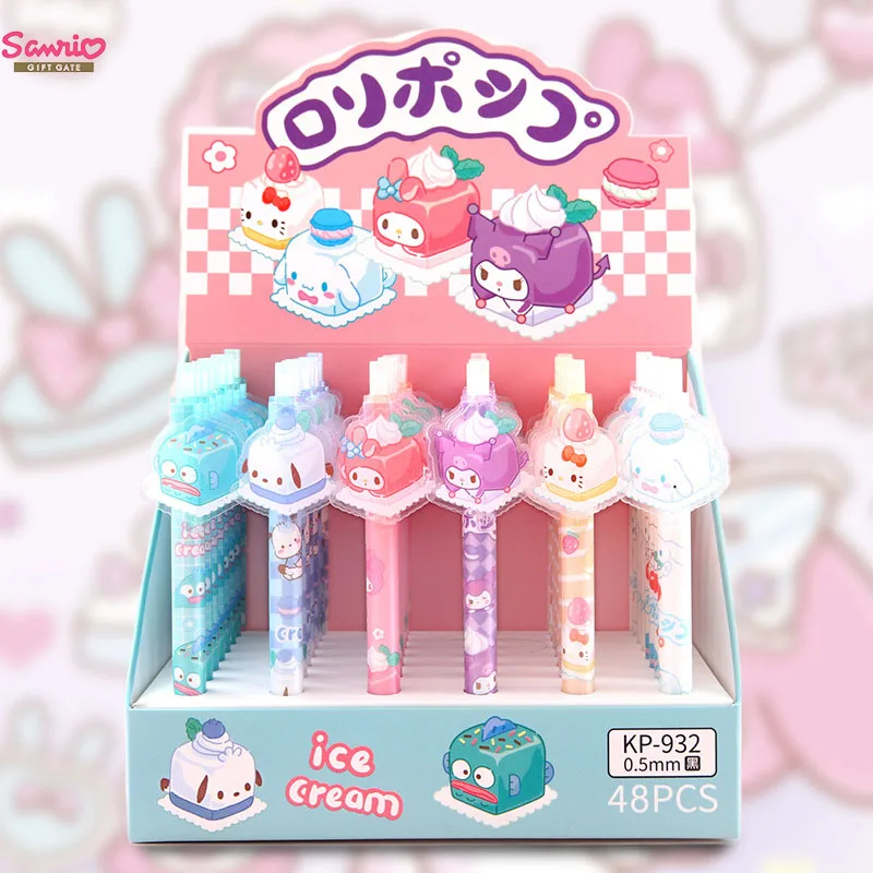 

48pcs New Summer Sanrio Hello Kitty Patch Cartoon 0.5mm Black Student Gel Pen Wholesale School Kawaii Cute Stationery Supplies