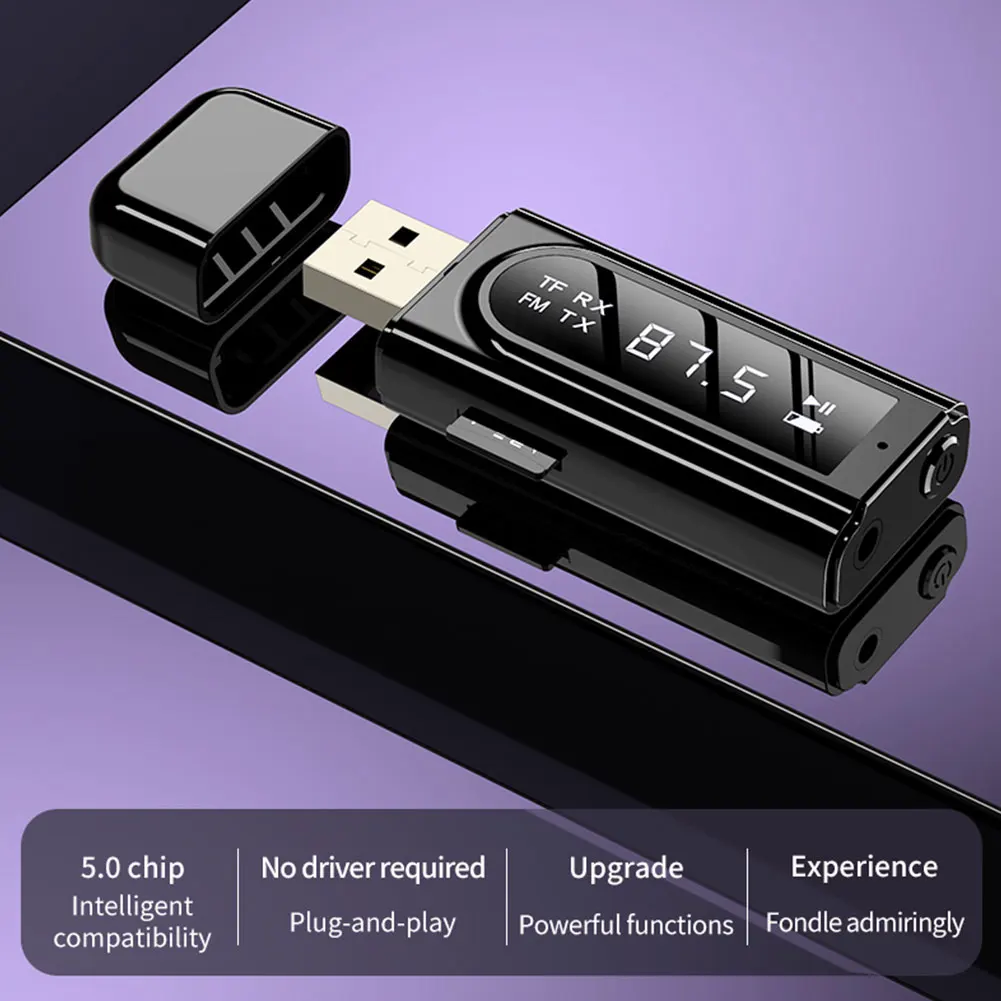 

USB Bluetooth-совместимый 5,0 приемник-передатчик, дисплей, MP3-плеер, Aux, FM, ТВ, ПК, TF, аудио, стерео адаптер, домашний динамик