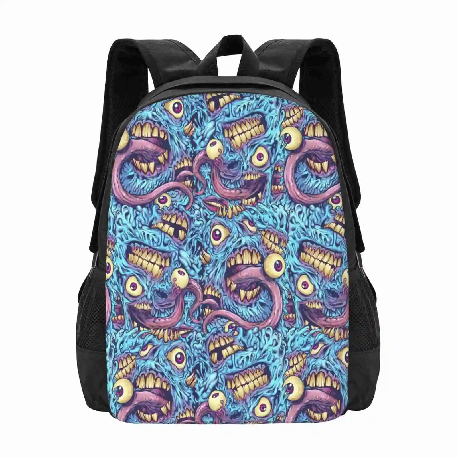 Eyeballs And Teeth Pattern Hot Sale Backpack Fashion Bags Brian Allen Flyland Designs Design Illustrator Mascot Character