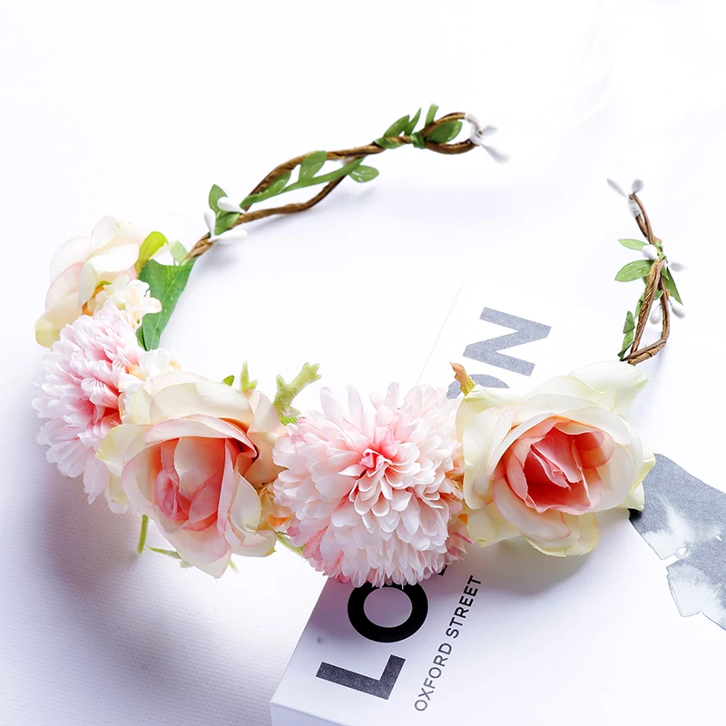 

Bride Flower Decoration Headband Sweet Birthday Party Ball wreath Headwear