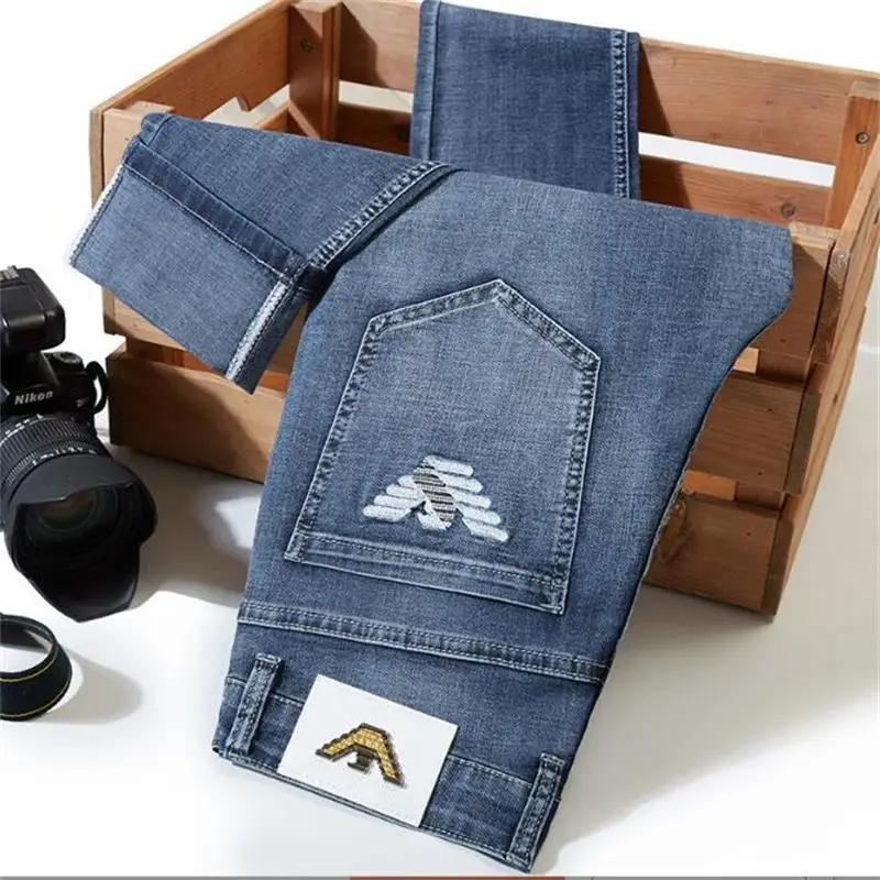 

Brand New High Quality Spring Summer Jeans Men's Comfortable Breathable Cotton Straight Stretch Casual Pants Size 29-40