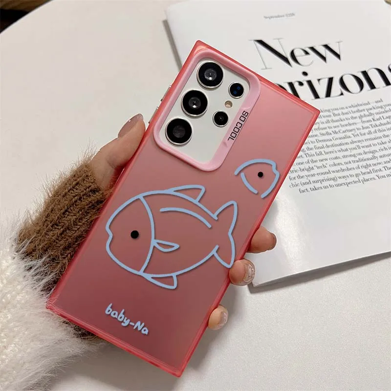 Чехол с рисунком большой и маленькой рыбы для Samsung Galaxy Note 20 S20 Plus Lite Ultra FE 5G, матовый цветной серебристый чехол для телефона (art.: 3920dbda380f0) - 3920dbda380f0