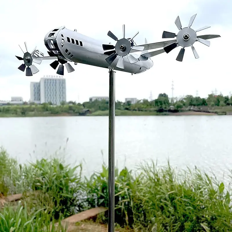 

B-29 Super Fortress Aircraft Wind Spinner 3D Metal Windmill Wind Energy Powered Kinetic Sculpture for Garden Lawn Patio Decor