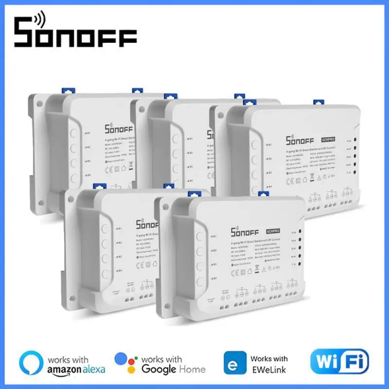 

Смарт-переключатель SONOFF R3/ 4CH PRO R3, 4-канальный, Wi-Fi, с поддержкой Alexa, Google Home
