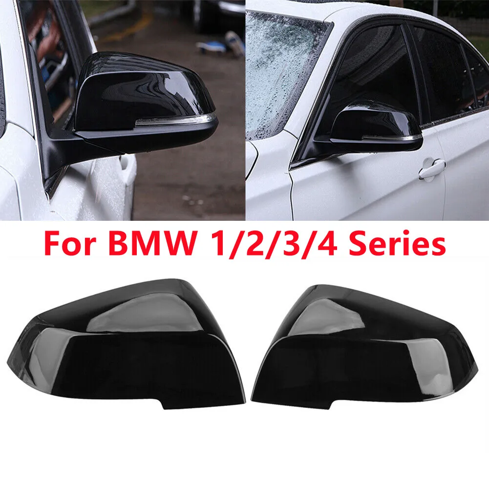 

2pcs Gloss Black Rear Wing Mirror Cover Cap For BMW 1 Series F20 5 Door F21 3 Door Hatchback 12-19 2 Series F22 Coupe 14-16 F30