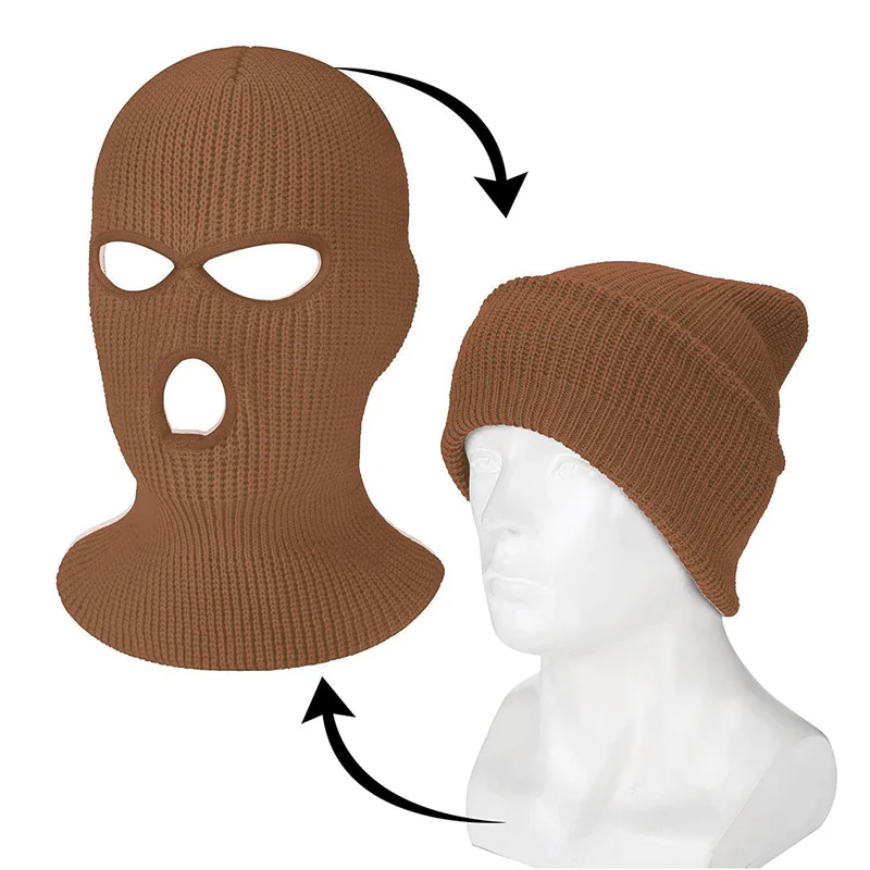 

3 löcher Multi Farbe Volle Gesicht Maske Gestrickte Kopf Abdeckung Headwear Ski Sport Motorrad Balaclava Helm Hüte Männer Frauen