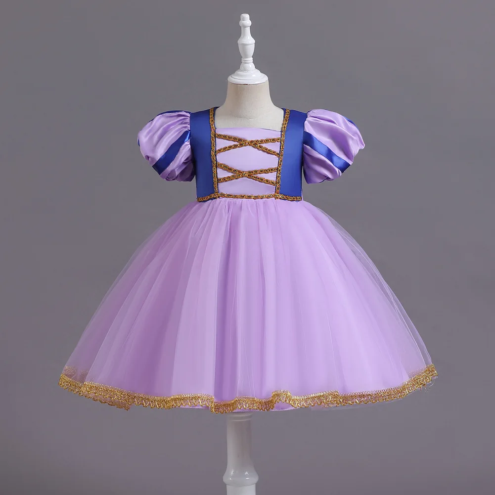 

Girls New Ceremony Festive Prom Cosplay Dresses for 2 3 5 7 8 9 10 Years Old Child Lilac Children's Party Princess Kids Clothes