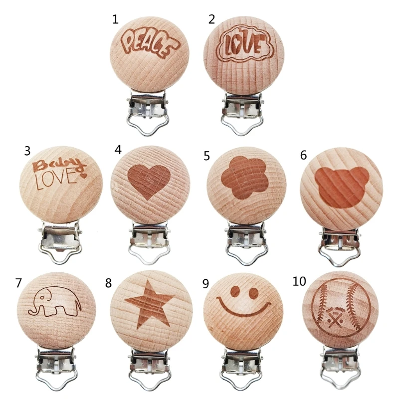 

F62D 10 Pack Деревянные зажимы для соски Аксессуары для кормления Буковые деревянные зажимы Жевательная игрушка