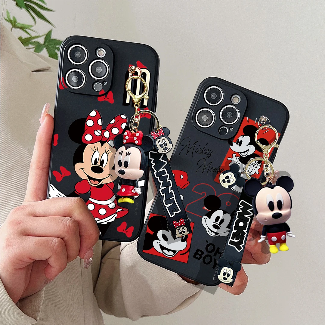 For Motorola Moto Edge 50 30 E22 32 20 G24 G 14 84 Style 13 53 73 22 42 52 62 72 Happy Minnie Case With Keychain