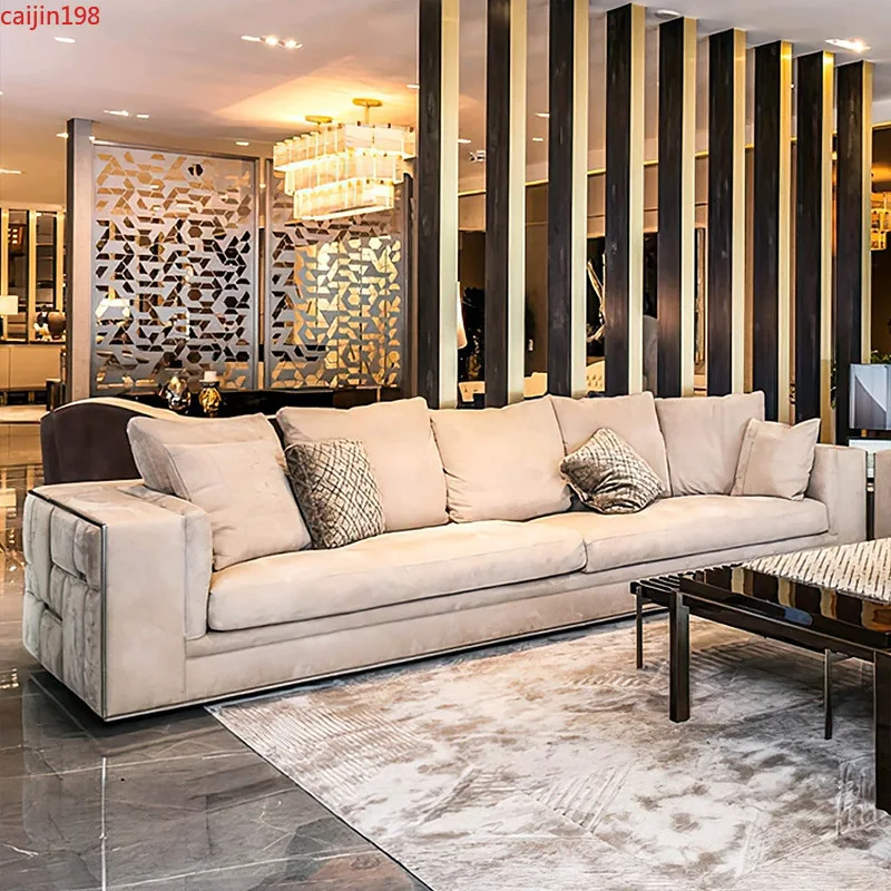 

Private custom Leather sofa Italian light luxury square sofa leather large flat furniture villa leather sofa living room