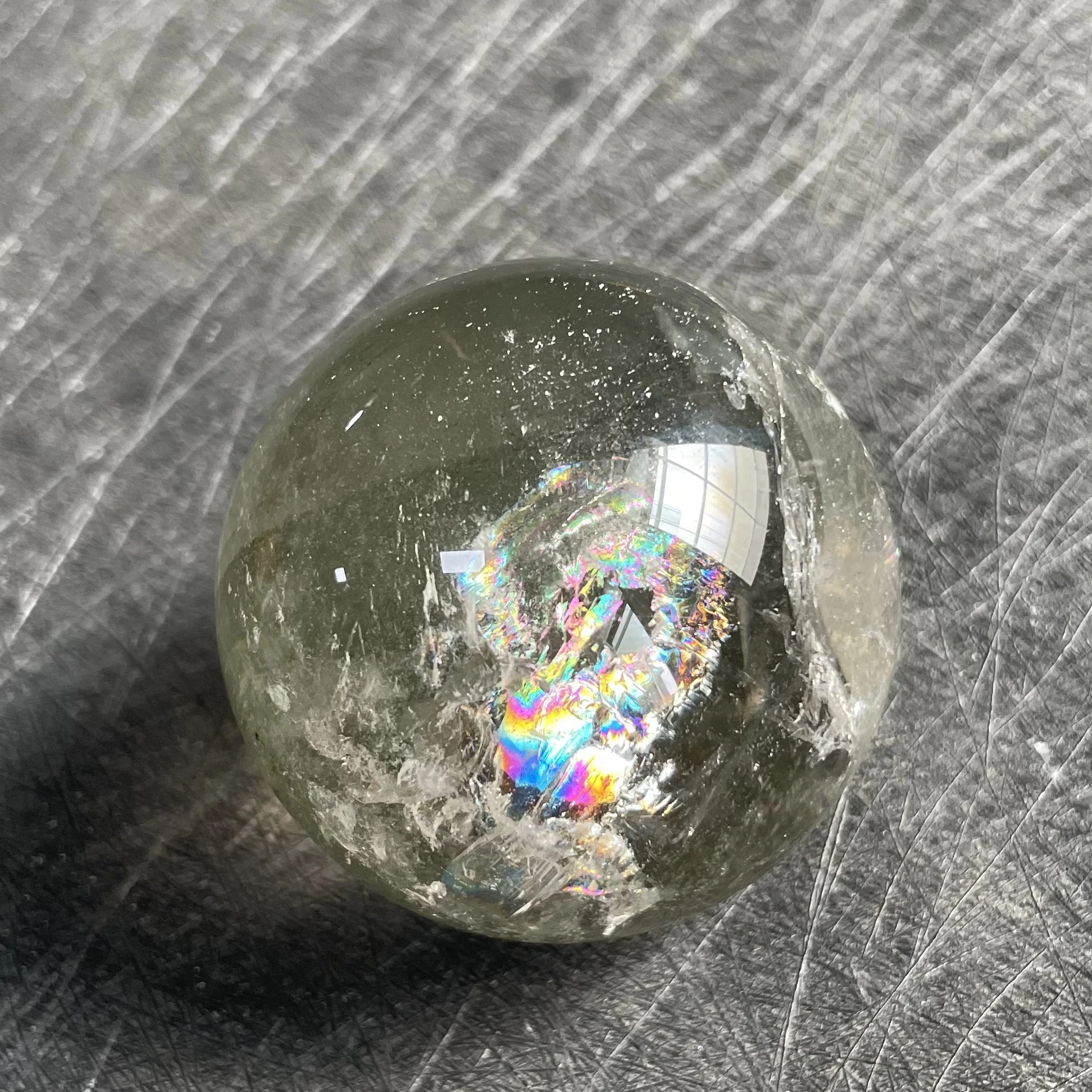 

206g Natural Crystal Ball Green Phantom Sphere Rock Decoration Rough Polished Quartz Stone Healing Y248