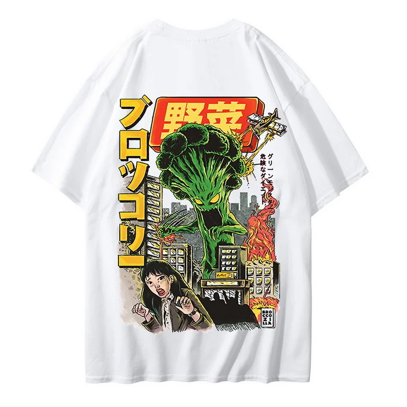 2023 Men Hip Hop T Shirt Japanese Harajuku Cartoon Monster T-Shirt Streetwear Oversized Summer Tops Tees 100% Cotton T Shirt