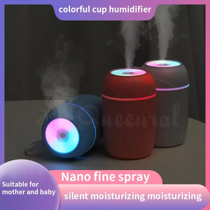 

Humidifier Portable 260ml Mist Maker Air humidificador Diffuser USB Cool Mist Sprayer for Home Car with Colorful Night Light
