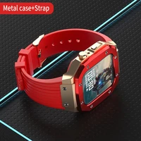 metal casestrap for apple watch series 7 45mm 44mm boxbumper screen protector framebracelet iwatch 6 5 4 se band accessories