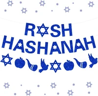 funmemoir rosh hashanah banner glitter rosh hashanah party decorations jewish new year greetings garland jewish yom teruah decor